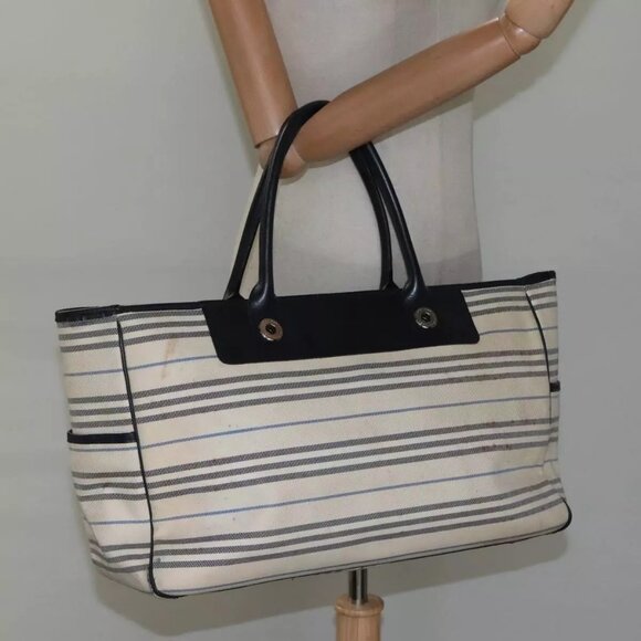 BURBERRY Tote Bag Canvas White Auth - Picture 14 of 16